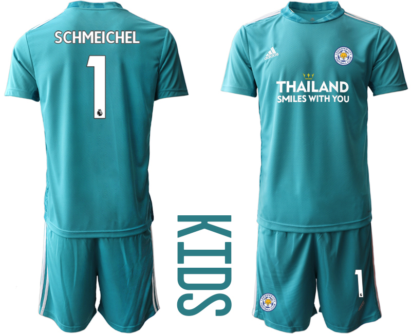 Youth 2020-2021 club Leicester City blue goalkeeper #1 Soccer Jerseys